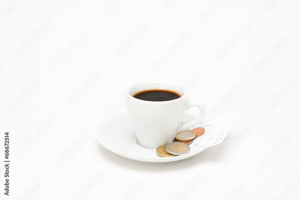 Cup of coffee with bill Cup of coffee with bill