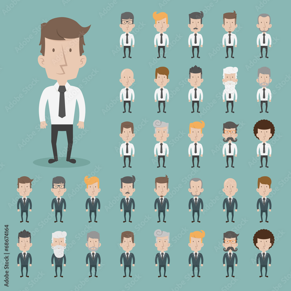 Set of businessman characters poses Set of businessman characters poses