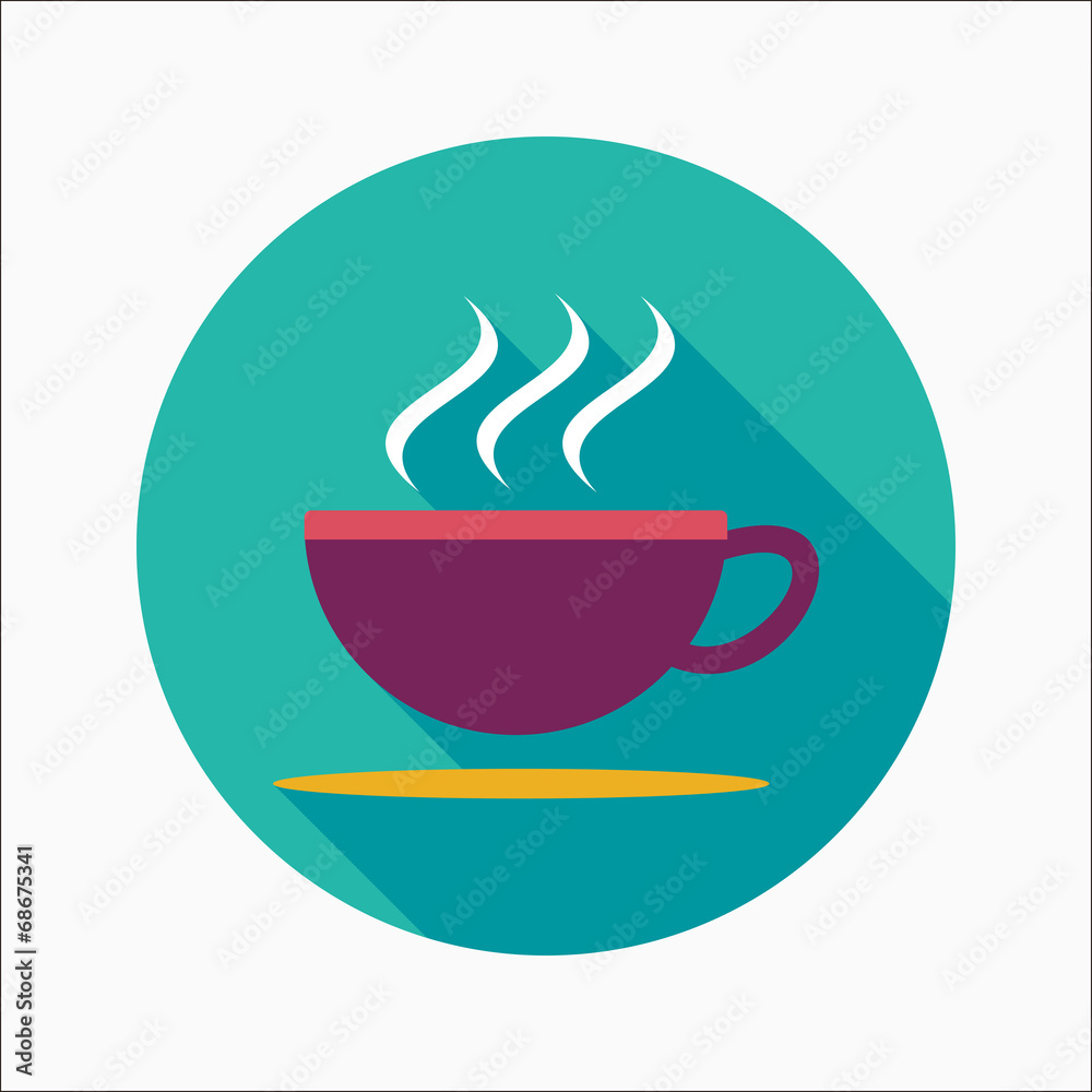 coffee flat icon with long shadow coffee flat icon with long shadow
