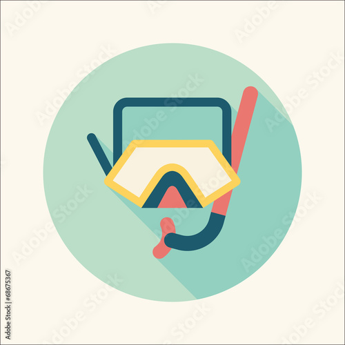 Mask and snorkel flat icon with long shadow