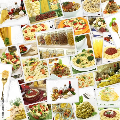 Collage with various pasta dishes