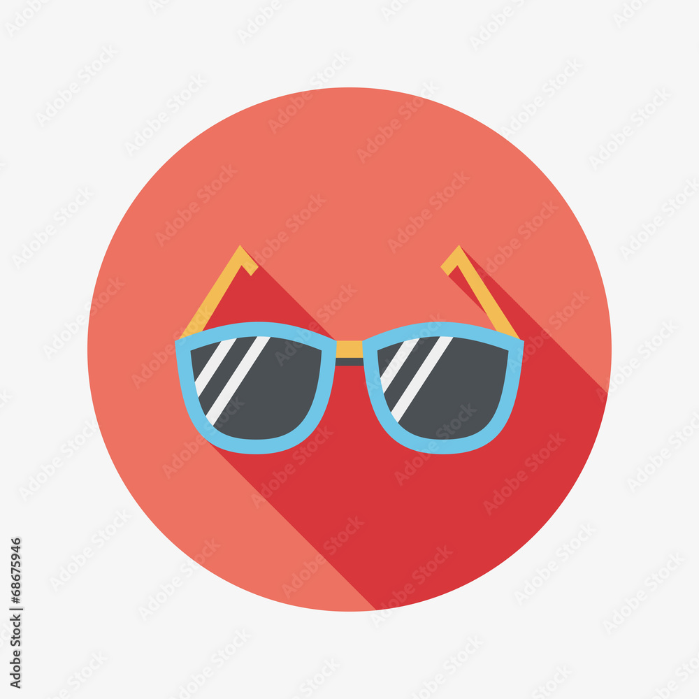 Sunglasses flat icon with long shadow Sunglasses flat icon with long shadow