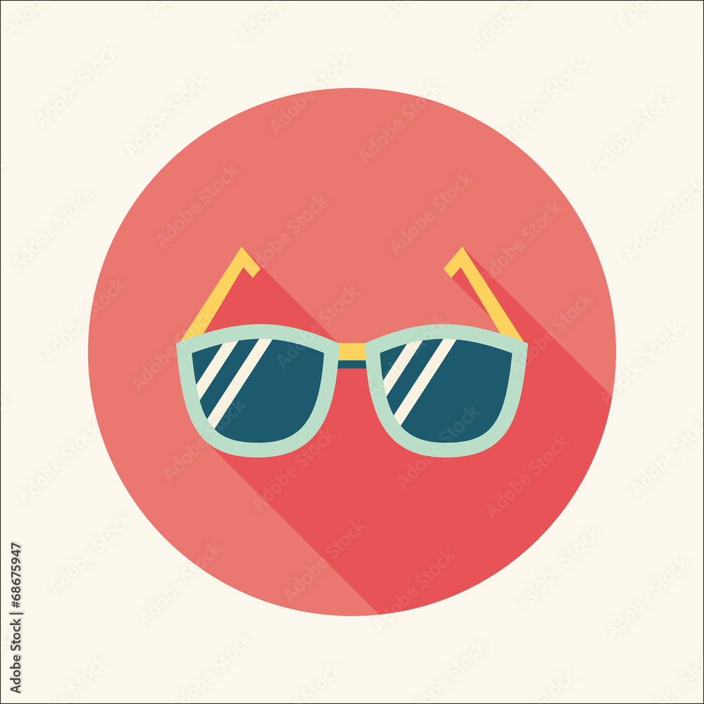 Sunglasses flat icon with long shadow Sunglasses flat icon with long shadow