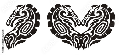 Tribal horse and snake symbol, heart of a horse