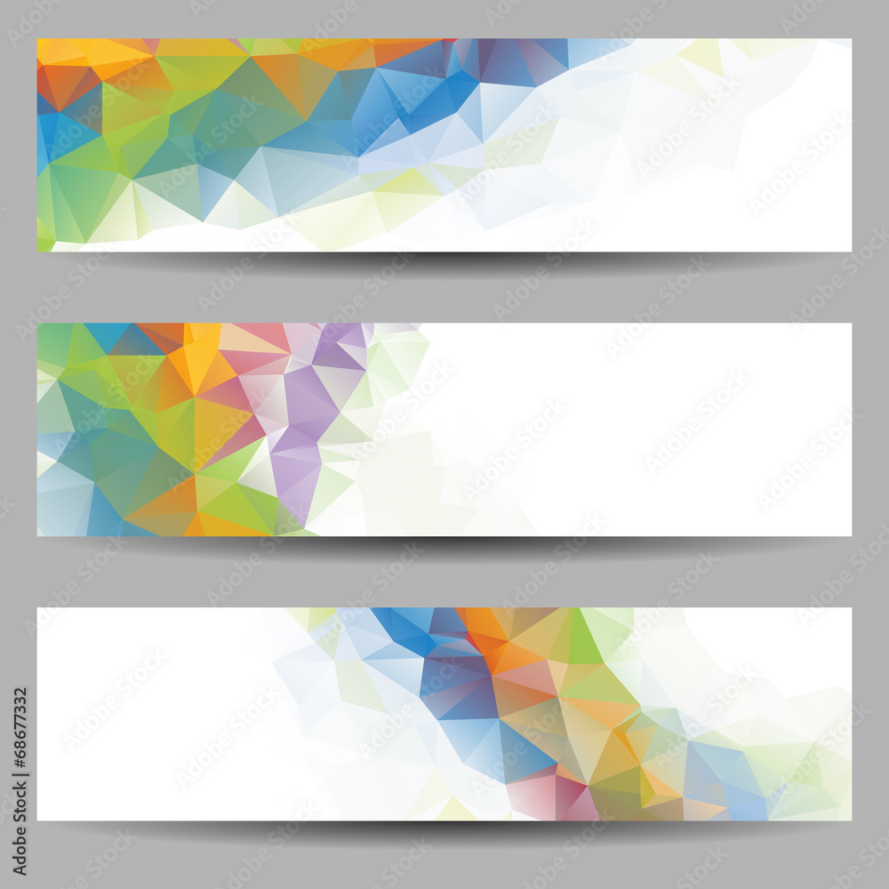 Set of banners with abstract triangles