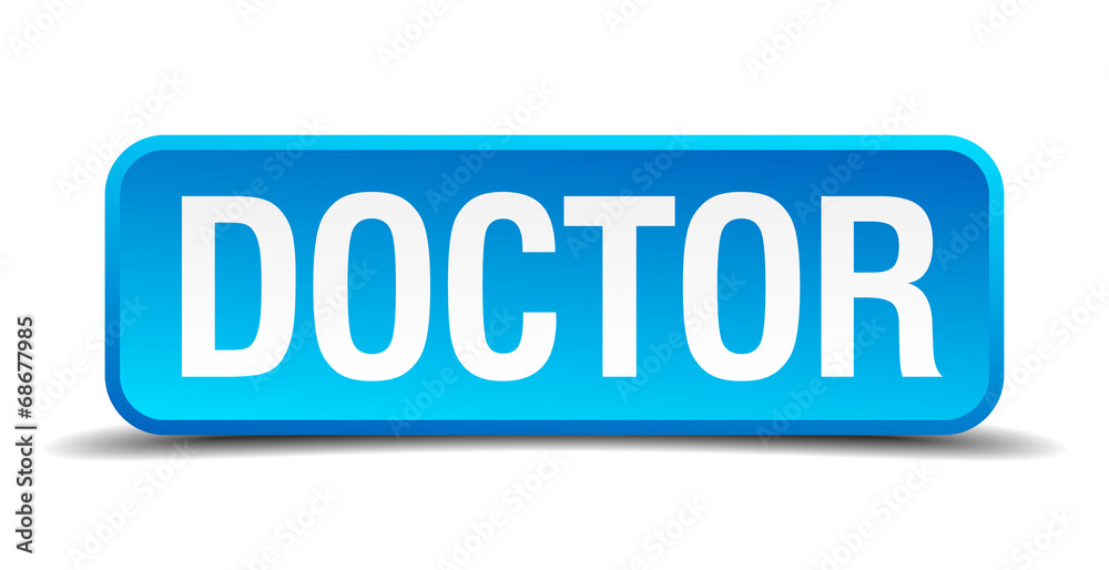 doctor blue 3d realistic square isolated button doctor blue 3d realistic square isolated button