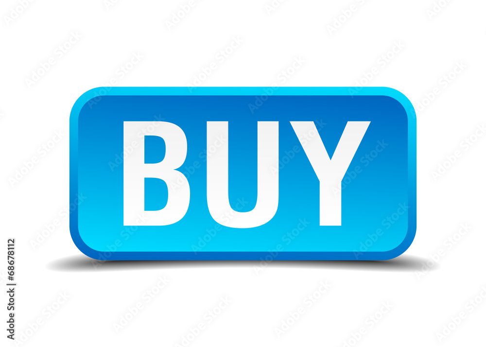 buy blue 3d realistic square isolated button buy blue 3d realistic square isolated button