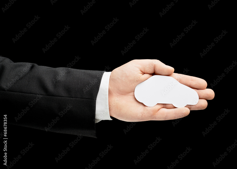 Fototapeta premium Caucasian male hand in a business suit isolated