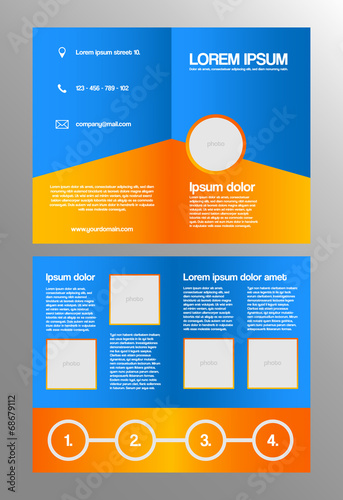 Bifold business brochure template - orange and blue