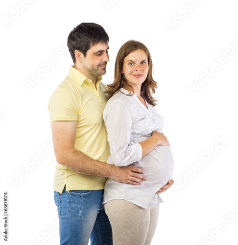 Pregnant couple in studio