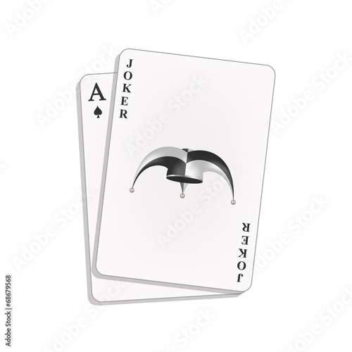 Joker and spades ace