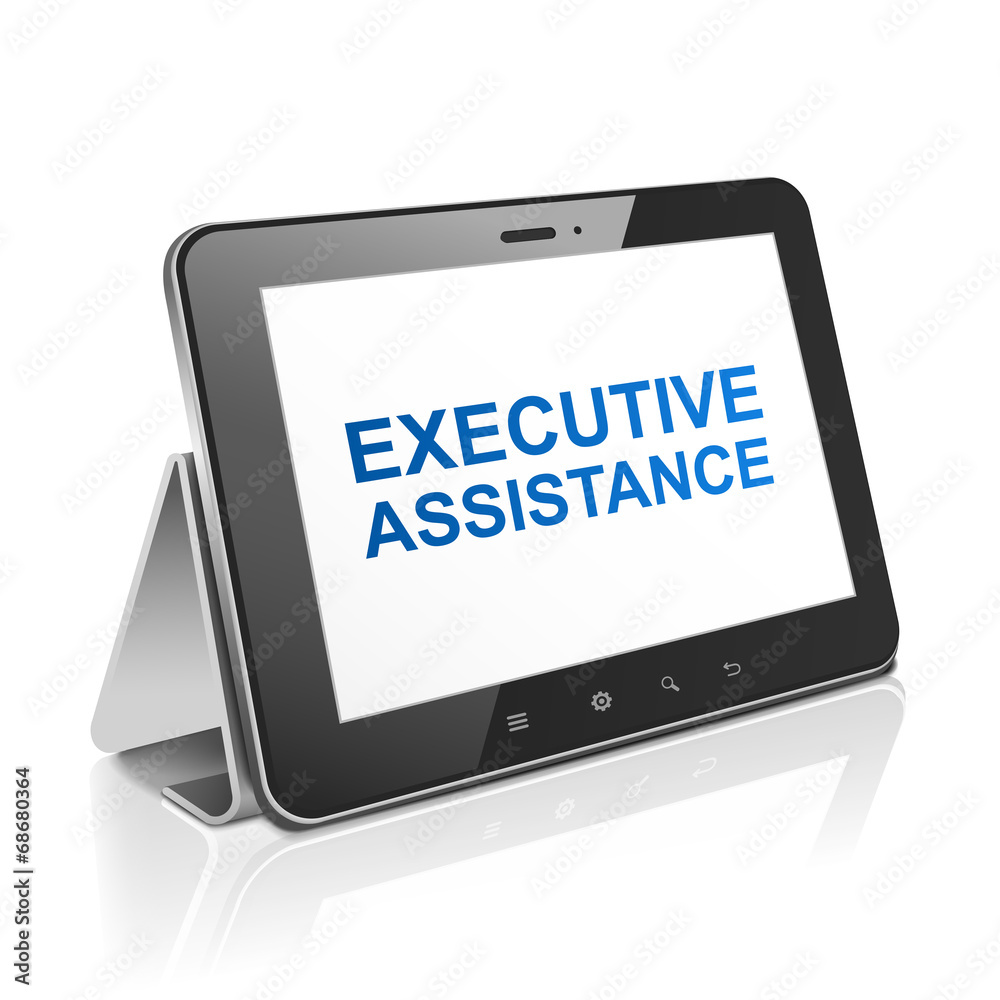 tablet computer with text executive assistance on display