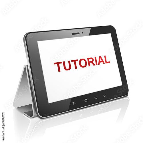 tablet computer with text tutorial on display