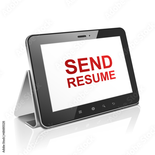 tablet computer with text send resume on display
