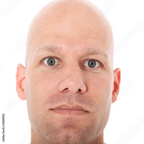 Head of a middle aged bald man