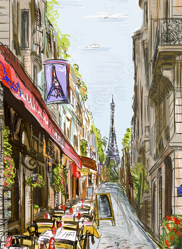 Street in paris - illustration #68683316