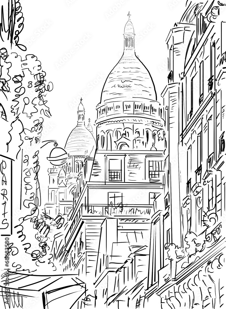 Street in paris - illustration