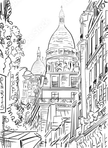 Street in paris - illustration #68683580