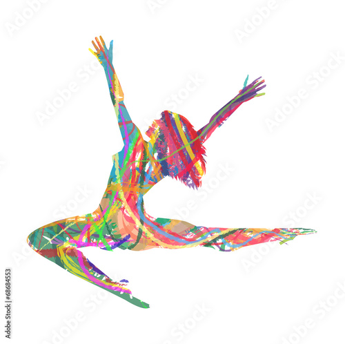 silhouette di ballerina composta da colori