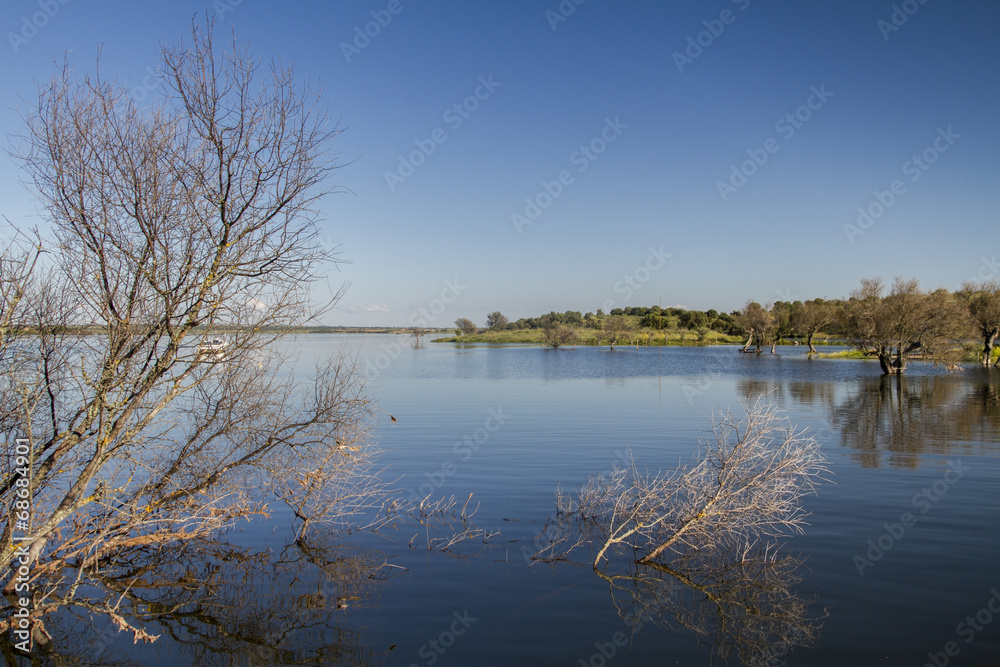Landscape view of the beautiful Alqueva lake Landscape view of the beautiful Alqueva lake