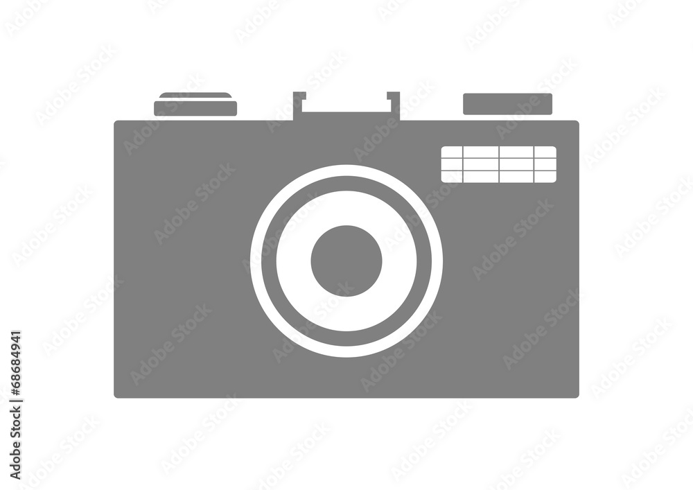 Grey camera icon on white background Grey camera icon on white background