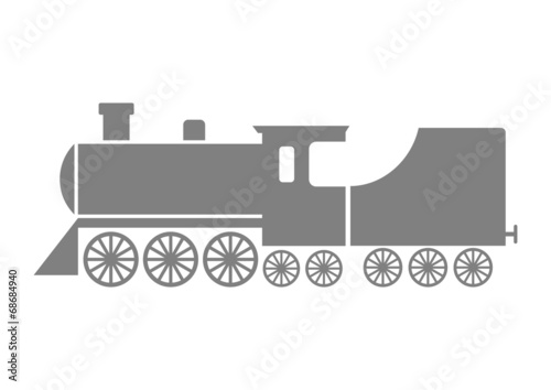 Grey locomotive icon on white background