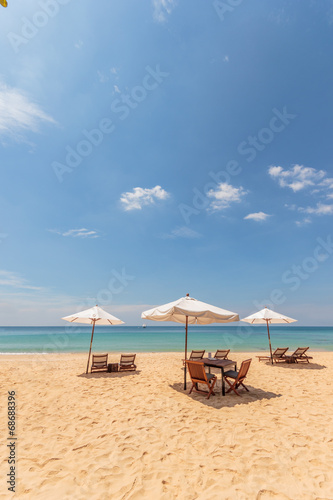 Sunbeds and umbrella on Freedom beach Koh Phuket © Netfalls