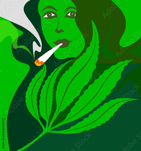womam smoking marijuana