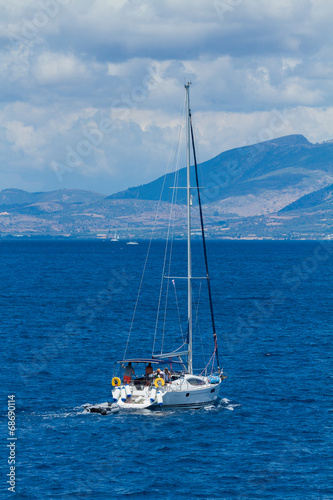 Sailing yacht in the Ionian sea