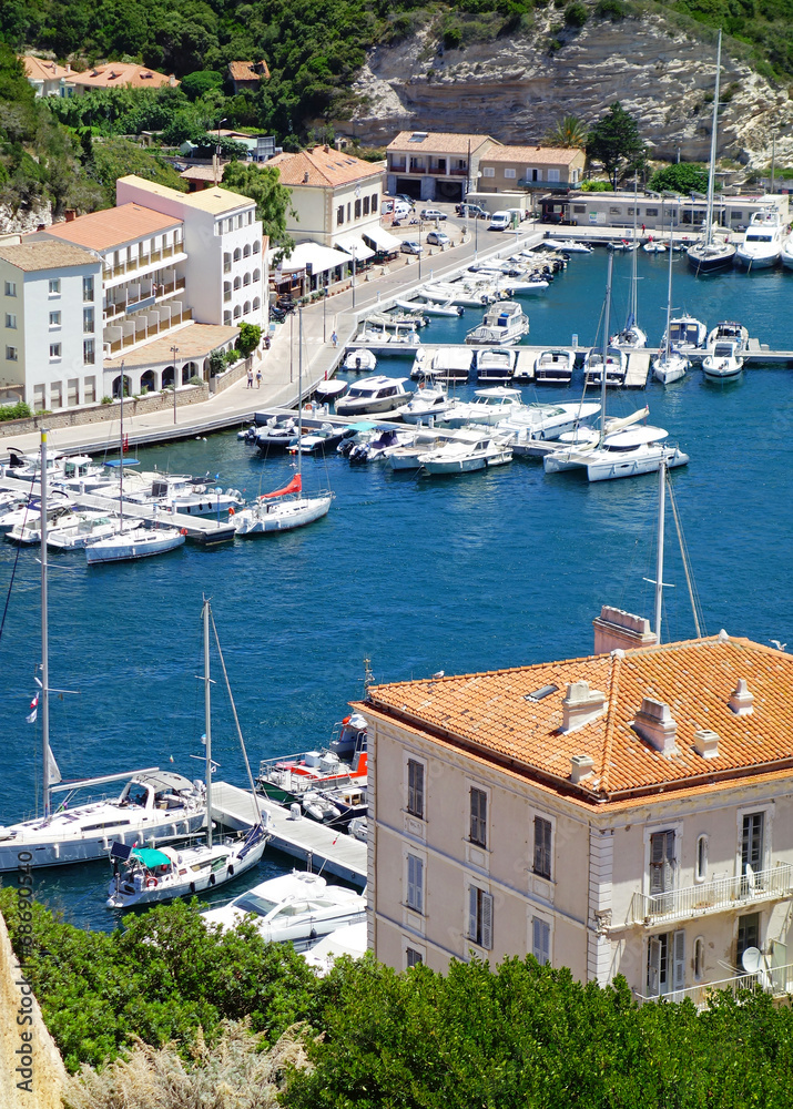 Vue sur le port de plaisance de Bonifacio en Corse du sud