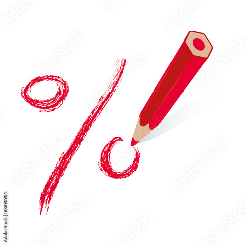 red pencil percent sign