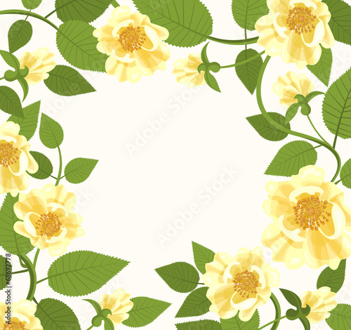 Εκτύπωση καμβά Decorative Border With Yellow Roses