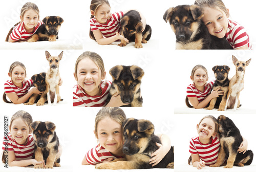 Fototapeta Naklejka Na Ścianę i Meble -  girl and puppy