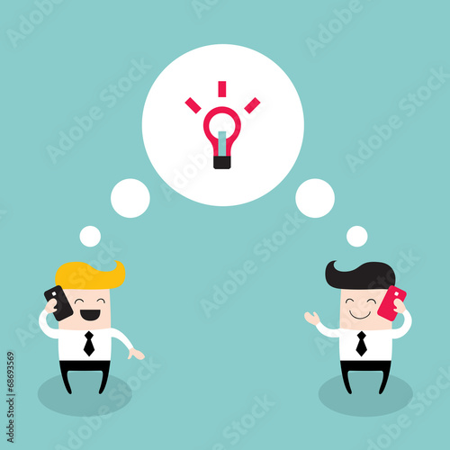 Two businessmen talking by the phone Collaboration theme