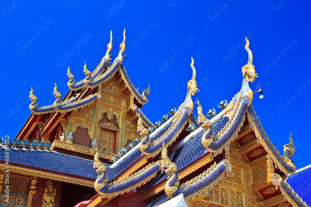 Church roof at Wat Ban Den in Maetang, Chiangmai of Thailand Church roof at Wat Ban Den in Maetang, Chiangmai of Thailand