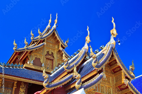Church roof at Wat Ban Den in Maetang, Chiangmai of Thailand