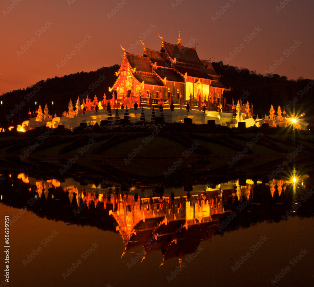 Naklejka premium Ho Kham Luang in the twilight, Chiangmai province of Thailand