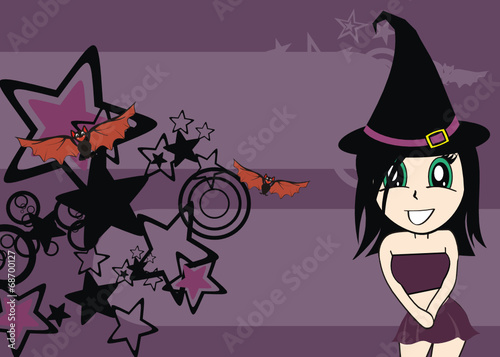 cute witch girl cartoon halloween background9