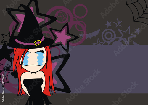 cute witch girl cartoon halloween background8