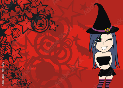 cute witch girl cartoon halloween background5