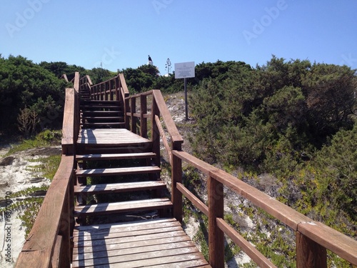 scala di legno dalla spiaggia