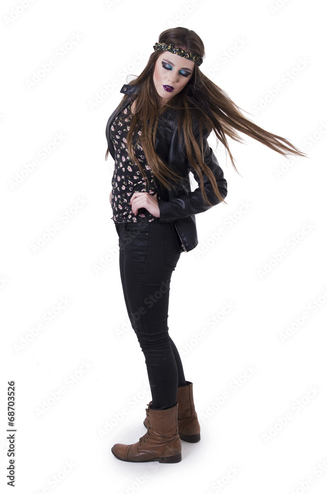 Beautiful young hippie rocker funky fashionable girl Beautiful young hippie rocker funky fashionable girl