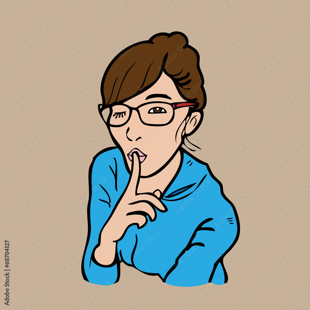 Fototapeta premium Woman show silence sign