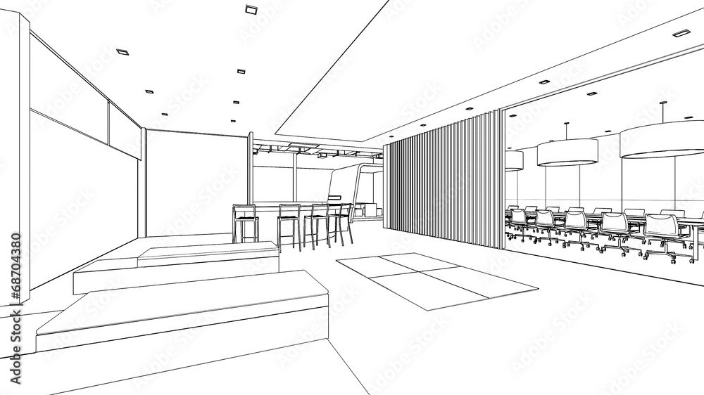 outline sketch of a interior pantry area