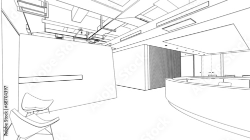 outline sketch of a interior reception  area