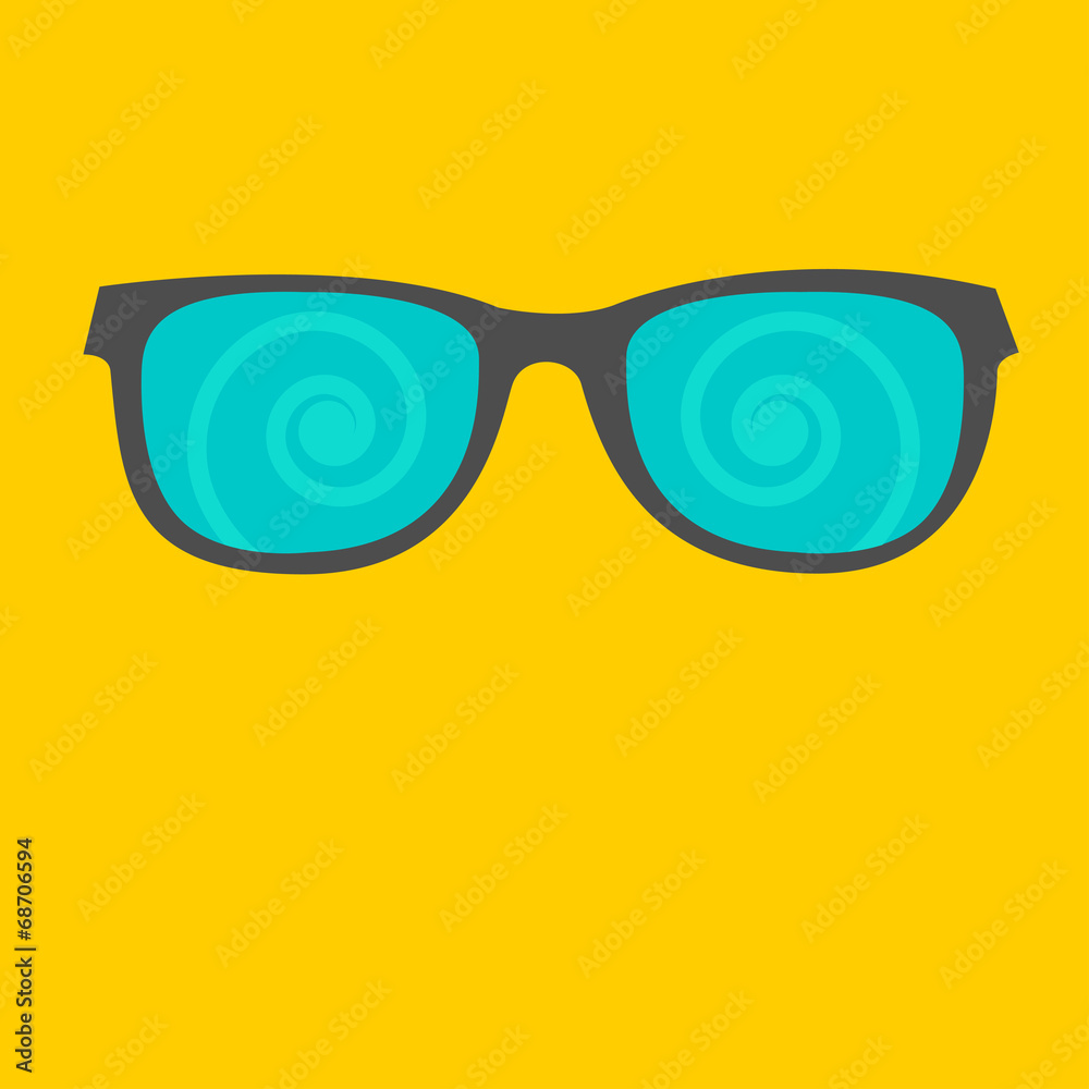 Sunglasses with spiral glasses. Flat design style. Sunglasses with spiral glasses. Flat design style.