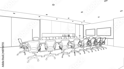 outline sketch of a interior meeting room