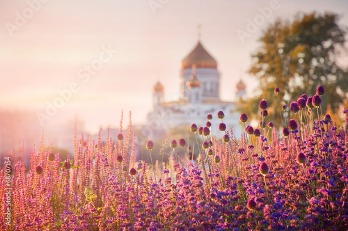 View of the Cathedral of Christ the Savior in Moscow photo