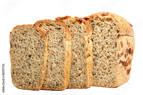 wheat grain bread isolated on white background