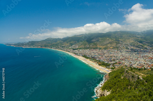 View from the height of the mountain at Antalya and beaches.